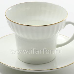 Чашка с блюдцем чайная Золотая лента 1/2 Волна