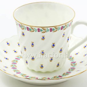 Чашка с блюдцем Голубые ягодки 1/2 Витая