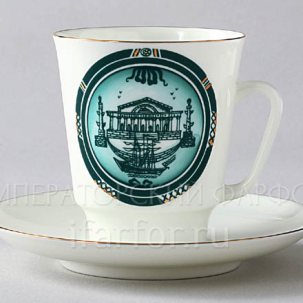Чашка с блюдцем кофейная Виды Санкт-Петербурга 3 1/2 Майская 165 мл.