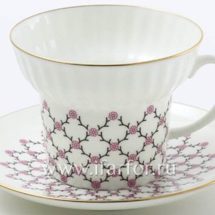 Чашка с блюдцем чайная Розовая сетка 1/2 Волна