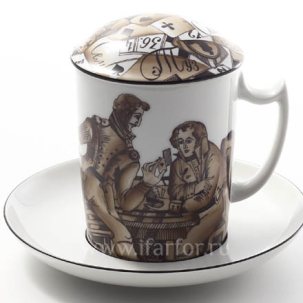 Бокал с блюдцем и крышкой Тройка, семерка, туз Снежное утро