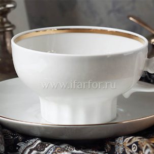 Чашка с блюдцем чайный Золотая лента 1/2 Шатровая