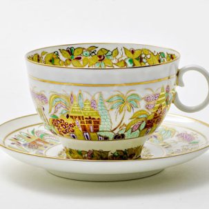Чашка с блюдцем чайный Пейзажный фриз 1/2 Яблочко