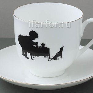 Чашка с блюдцем Силуэты. Чаепитие 1/2 Ландыш