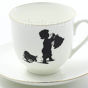 Чашка с блюдцем Силуэты. Хлопоты 1/2 Ландыш
