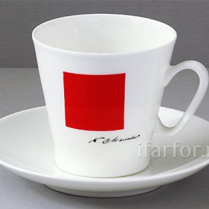 Чашка с блюдцем кофейная Красный квадрат 1/2 Черный кофе