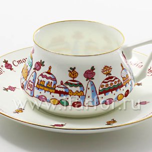 Чашка с блюдцем кофейная Кулич-город 1/2 Билибина-1