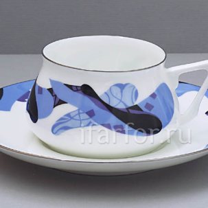 Чашка с блюдцем Карамель (синяя) 1/2 Билибина-1
