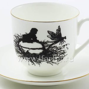 Чашка с блюдцем Силуэты. Стрекоза 1/2 Ландыш