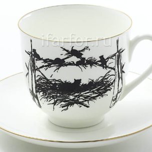 Чашка с блюдцем Силуэты. Котята 1/2 Ландыш