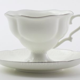 Чашка с блюдцем чайный Платиновая лента 1/2 Наташа