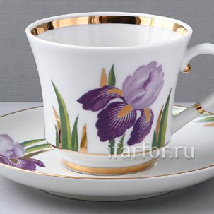 Чашка с блюдцем чайная Ирисы 1/2 Банкетная