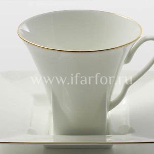 Чашка с блюдцем чайная Золотая лента 1/2 Петрополь