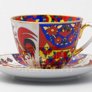 Чашка с блюдцем чайная Народные узоры 1/2 Весенняя