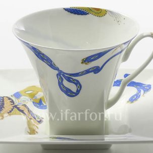 Чашка с блюдцем чайный Индийский танец 1/2 Петрополь