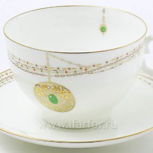 Чашка с блюдцем чайная Золотой медальон 1/2 Яблочко