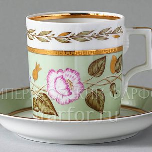 Чашка с блюдцем чайная Нефритовый фон 1 1/2 Гербовая