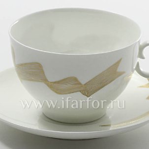 Чашка с блюдцем чайный Платиновые бантики 1/2 Яблочко