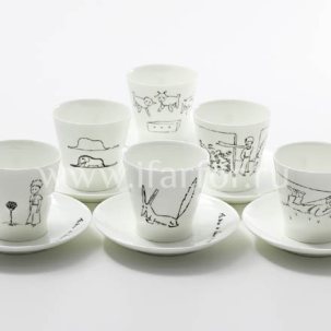 Набор чашек с блюдцами в подарочной коробке Маленький принц 6/12 Черный кофе