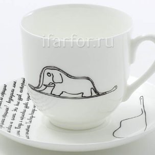 Чашка с блюдцем в подарочной коробке Слон. Маленький принц 1/2 Ландыш-1