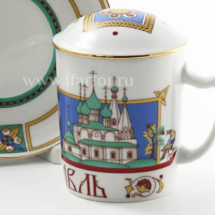 Бокал с блюдцем и крышкой Ярославль Снежное утро