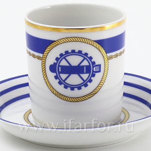 Чашка с блюдцем чайная Кают-компания 2 1/2 Гербовая