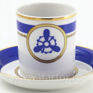 Чашка с блюдцем чайная Кают-компания 4 1/2 Гербовая