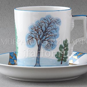 Чашка с блюдцем чайная Времена года. Зима 1/2 Гербовая