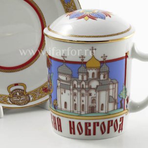 Бокал с блюдцем и крышкой Великий Новгород Снежное утро