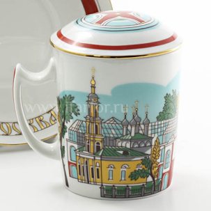 Бокал с блюдцем и крышкой Улица Варварка Снежное утро