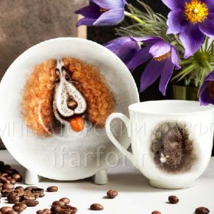 Чашка с блюдцем в подарочной коробке Пес. Ежик в тумане 1/2 Ландыш