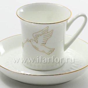 Чашка с блюдцем Счастье мое 1 1/2 Вертикаль 68 мл.