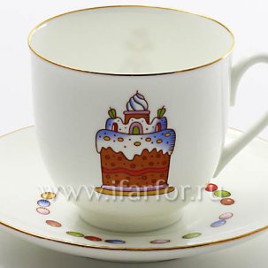 Чашка с блюдцем Кулич и Пасха 1/2 Ландыш