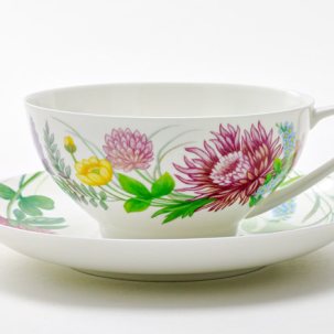 Чашка с блюдцем чайный Полевые цветы 1 1/2 Купольная
