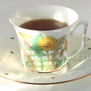 Чашка с блюдцем чайная Солнечный букет 1/2 Юлия