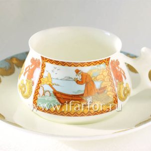 Чашка с блюдцем Сказка о рыбаке и рыбке 1/2 Билибина