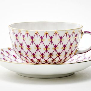 Чашка с блюдцем чайная Сетка-Блюз 1/2 Тюльпан