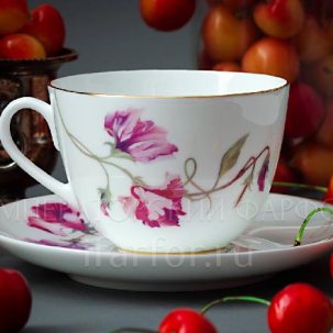 Чашка с блюдцем чайная Цветущий горошек 1/2 Весенняя-2