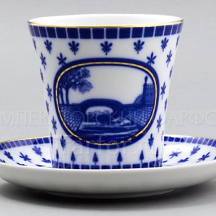 Бокал с блюдцем Верхне-Лебяжий мостик 1/2 Ленинградский