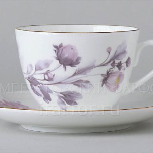 Чашка с блюдцем в подарочной коробке Нежный пион (сиреневый) 1/2 Весенняя-2