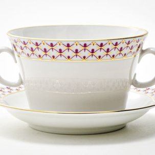 Чашка с блюдцем бульонная Сетка-Блюз 1/2 Молодежная
