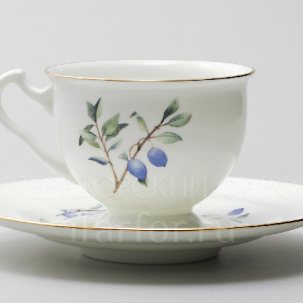 Чашка с блюдцем чайная Цветы и ягоды. Голубика 1/2 Айседора