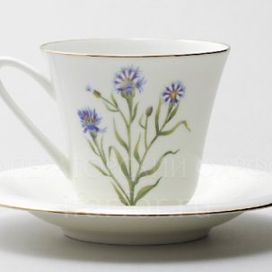 Чашка с блюдцем чайная Цветы и ягоды. Василек 1/2 Сад