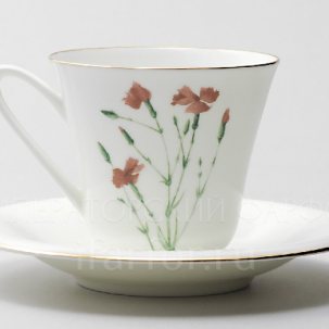Чашка с блюдцем чайная Цветы и ягоды. Гвоздика 1/2 Сад