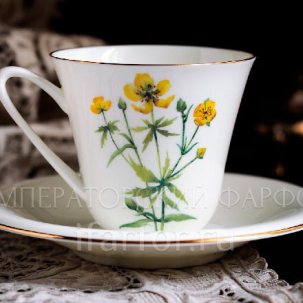 Чашка с блюдцем чайная Цветы и ягоды. Лютик 1/2 Сад