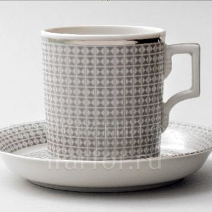 Чашка с блюдцем чайная Зазеркалье. Полосы 1/2 Гербовая