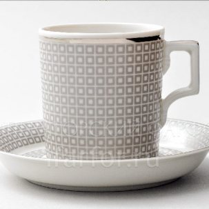 Чашка с блюдцем чайная Зазеркалье. Квадраты 1/2 Гербовая
