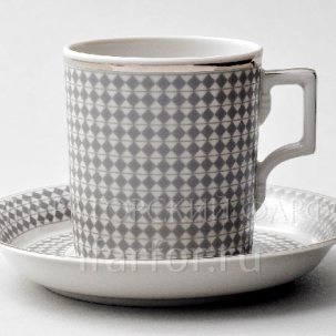 Чашка с блюдцем чайная Зазеркалье. Ромбы 1/2 Гербовая