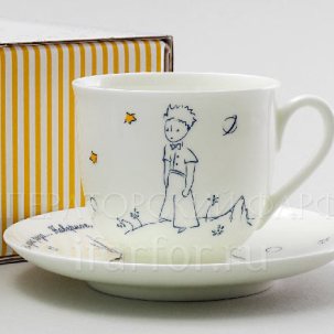 Чашка с блюдцем в подарочной коробке Маленький Принц и Роза 1/2 Ландыш