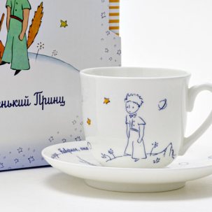 Чашка с блюдцем в подарочной коробке Маленький Принц и Роза 1/2 Ландыш